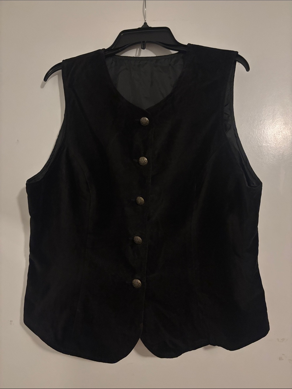 Classic Black Velvet Button-Front Women's Vest